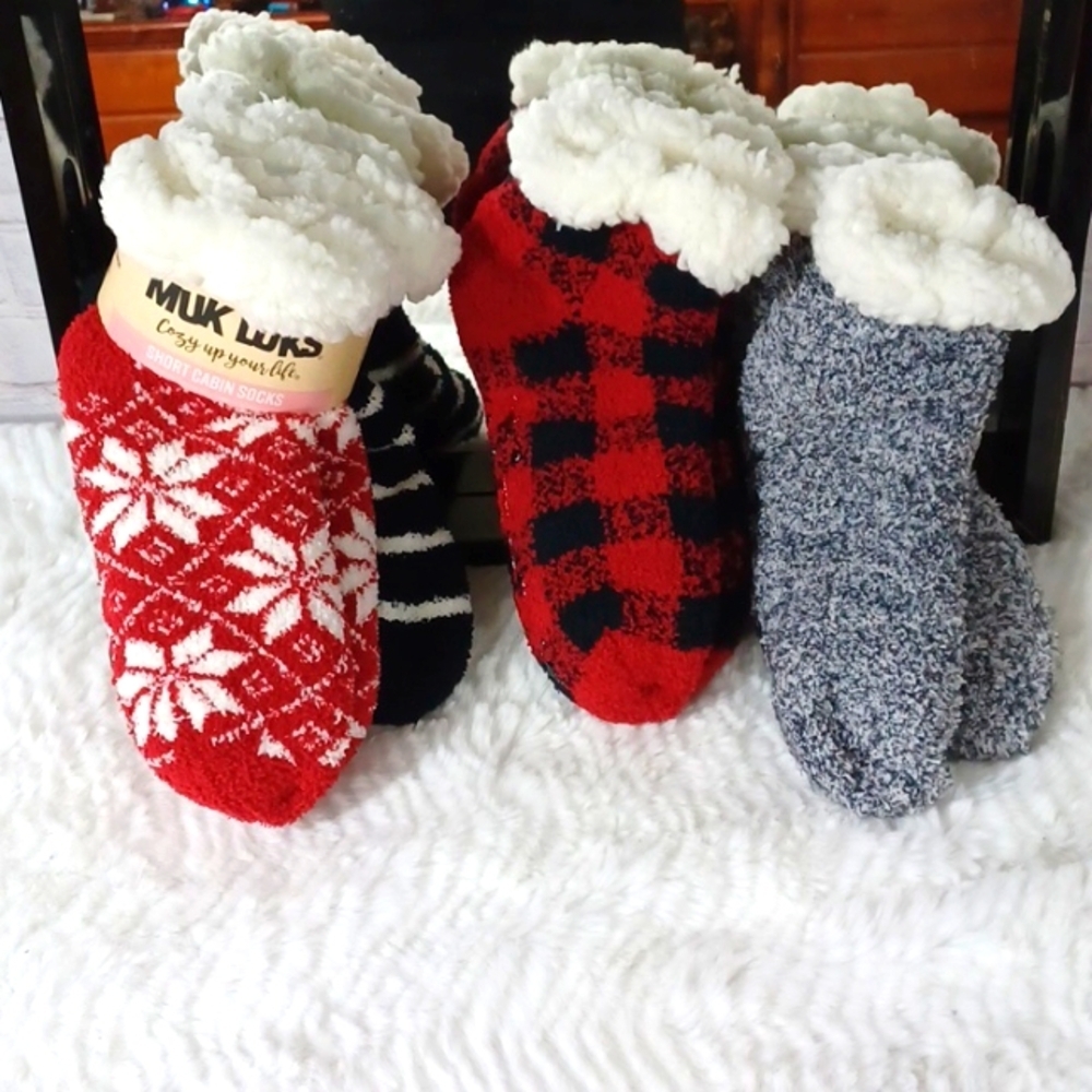Womans Thick Muk Luks 4Pair 2 Ankle Fleece 2 Calf New 1Price